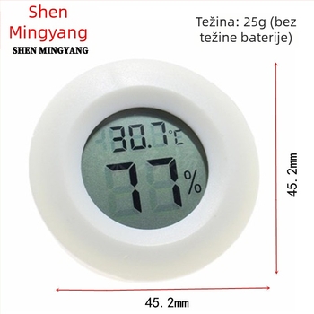 Okrugli ugrađeni digitalni mjerač temperature i vlage za ormariće za cigare i vino, akrilna kutija za kućne ljubimce i reptile.