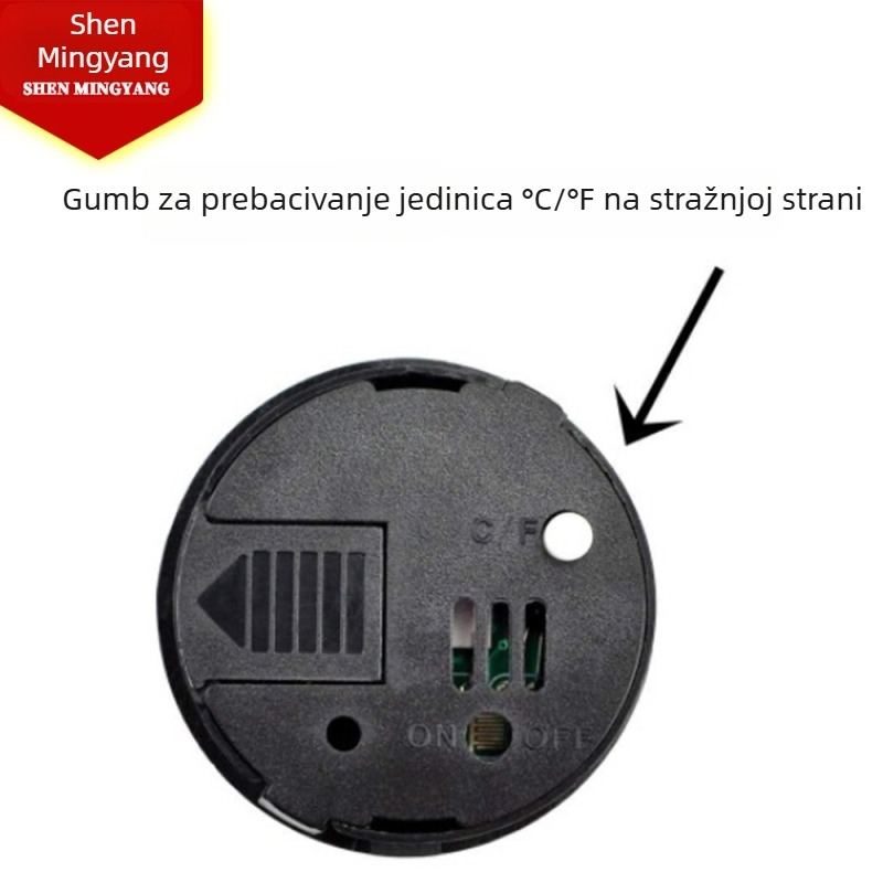 Okrugli ugrađeni digitalni mjerač temperature i vlage za ormariće za cigare i vino, akrilna kutija za kućne ljubimce i reptile.