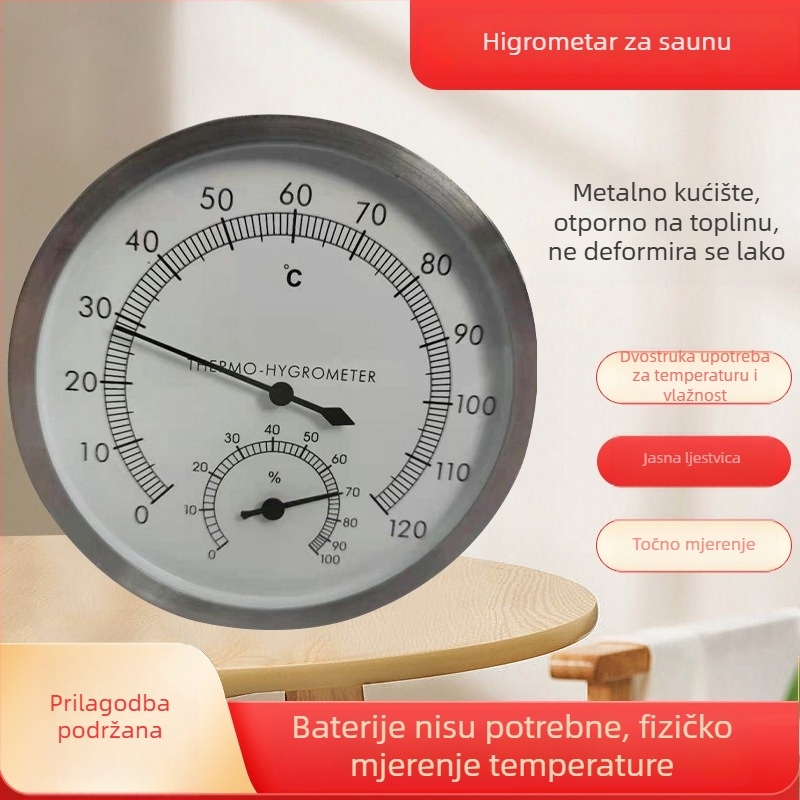 Termometar i higrometar s metalnim senzorom za saunu, unutarnji bazen i kupalište