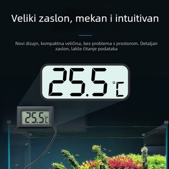 Digitalni termometar s sondom za mjerenje temperature vode u akvariju, visoka preciznost, unutarnja upotreba.