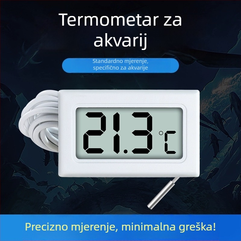 Digitalni termometar s sondom za mjerenje temperature vode u akvariju, visoka preciznost, unutarnja upotreba.