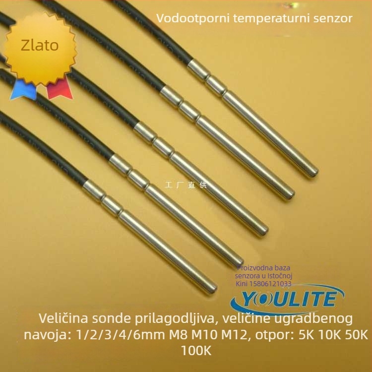 NTC 10K termistor, vodootporan PT100 temperaturni senzor, 5 kΩ/20 kΩ/50 kΩ/100 kΩ termistori, sonda za regulaciju temperature