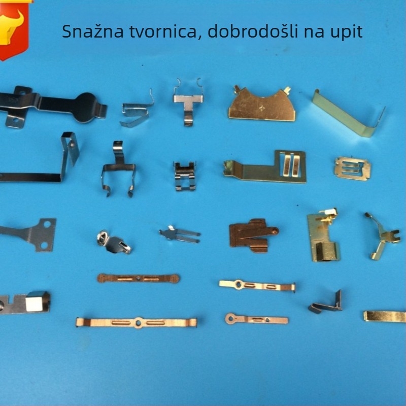 Metalni kontakt za bateriju s opružnim spojem, dijelovi od fosfor brončane, uzemljiva klipsa i klip za zaštitu, bakreni pinovi