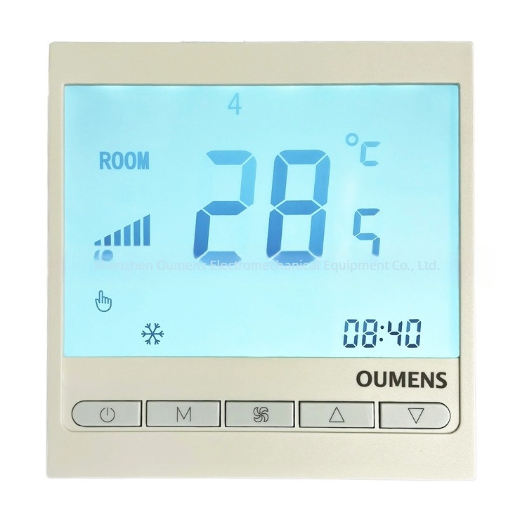 Termostat HVAC za fan-coil s dvije ili četiri cijevi, LCD ploča za kontrolu temperature, prekidač s tri brzine za hotelsku sobu