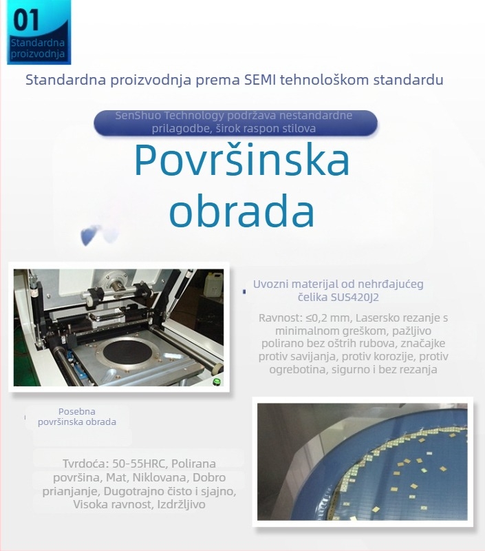 Okvir prstena za wafer od 420J2 nehrđajućeg čelika za poluvodičke wafere, veličine 6/8/12 inča, rezanje i poliranje