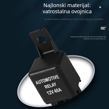 Automobilsko rele s četiri pina, NO, 12V 40A, za ventilatore i klima uređaje, s kabelskim priključkom
