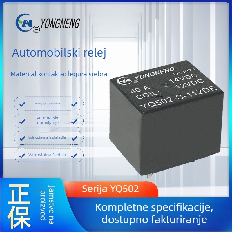 Yongneng serija automobilnih releja YQ502, 40A, 1.6W