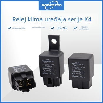Koersted relej za automobilsku klimu 40A, hlađenje elektronički ventilator, 4-pin utičnica, 12V/24V