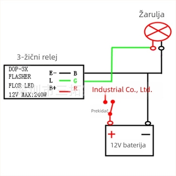 3-žični LED bljeskalni relej za LED pokazivače auto i motocikla, model DOP-3X, 12V