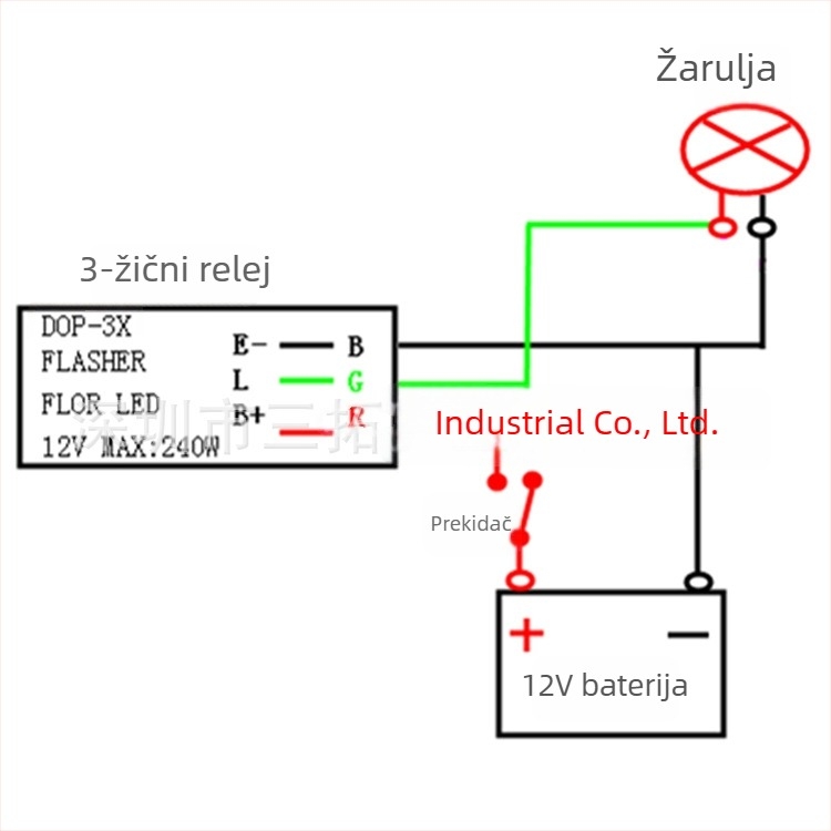 3-žični LED bljeskalni relej za LED pokazivače auto i motocikla, model DOP-3X, 12V