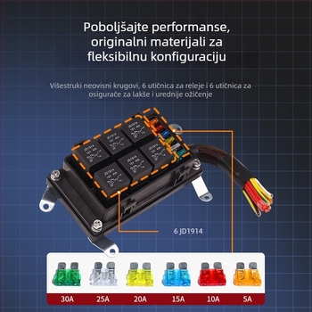 Vodootporna kutija za 6-kanalne releje u automobilu s unaprijed spojnom kutijom osigurača