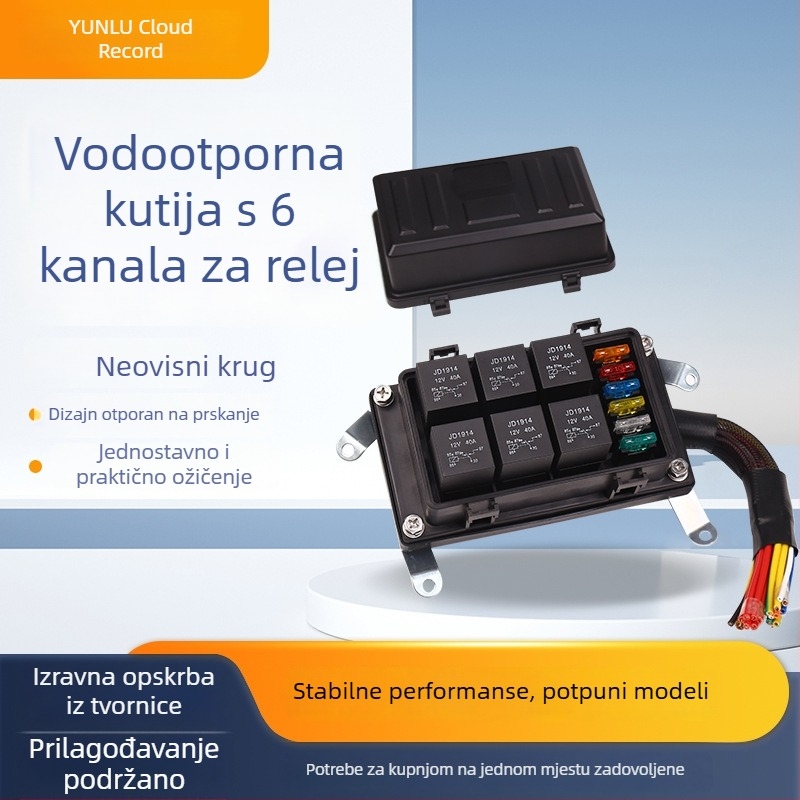 Vodootporna kutija za 6-kanalne releje u automobilu s unaprijed spojnom kutijom osigurača
