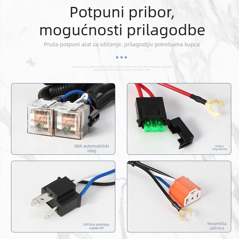 Kabel za pojačanje farova automobila H4, 12V/24V – pojačanje blizinskog i dalekog svjetla