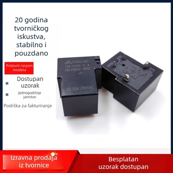 T90 relej, normalno otvoren kontakt, 50A, 4-pin, 12V zavojnica, za stanice za punjenje automobila, visok protok struje