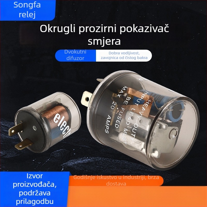 Auto relej za pokazivače smjera, okruglo prozirno kućište, dva priključka