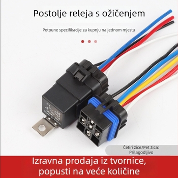 Vodootporno integrirano auto relej 40A, utičnica releja s kabelima, konektor za automobilnu sirenu, 12V