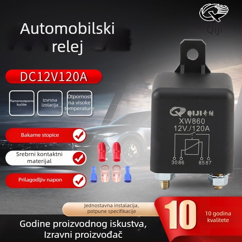 12V rele s plastičnim otvorima za montažu, visokou snage srebrni kontakti, automobilsko rele 120A sa vijčanim priključcima