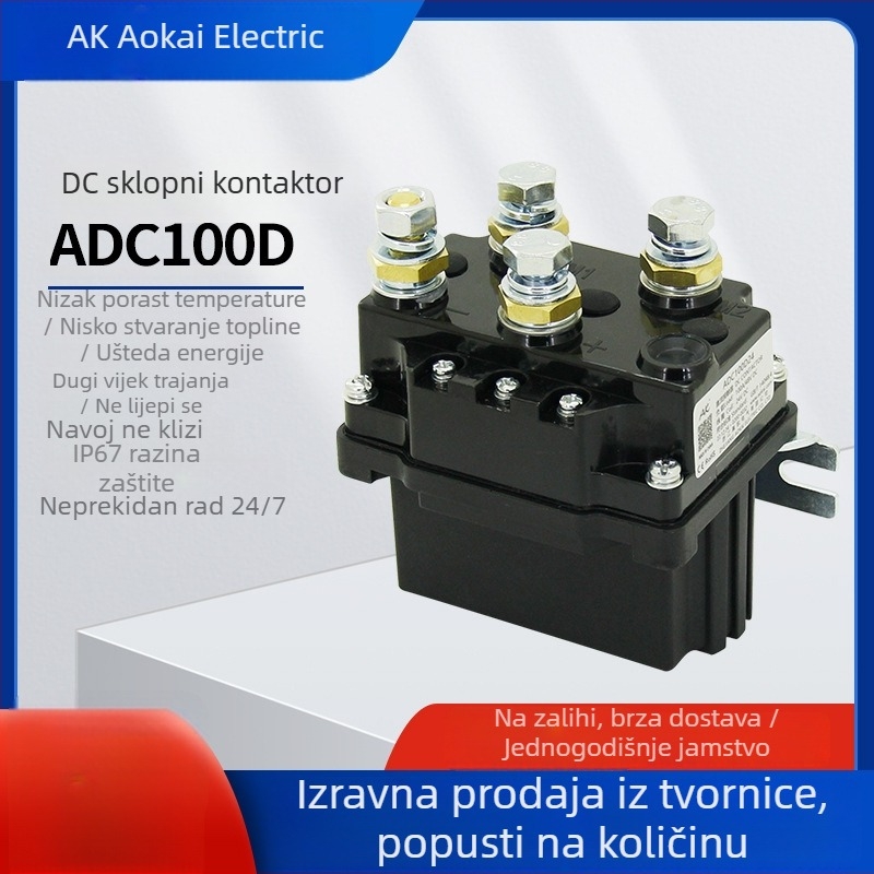 Aokai ADC100 DC Kontaktor za poljoprivrednu opremu, 24VDC rele, 12VDC zavojnica, 100A nosivost