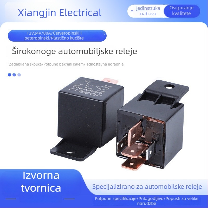 JD2912 DC12V24V široke noge, plastična stražnja strana automobilskog releja, 4-pinski i 5-pinski
