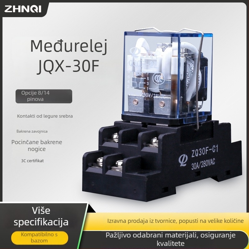 Q30F-2Z Elektromagnetsko međurele visokog napona, 30A, 220V/24V/12V, HHC71AJQX-30F