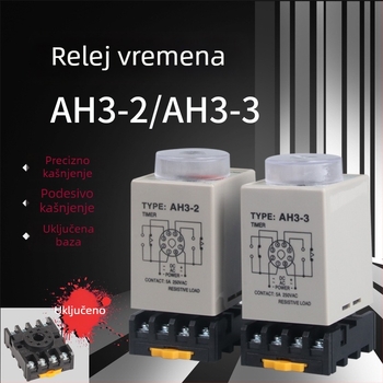 AH3-3 vremenski relej s AH3-2, 220V AC / 24V DC / 12V DC, podesivo kašnjenje, 8-pinsko