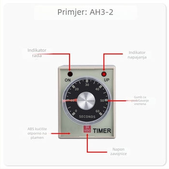 AH3-3 vremenski relej s AH3-2, 220V AC / 24V DC / 12V DC, podesivo kašnjenje, 8-pinsko