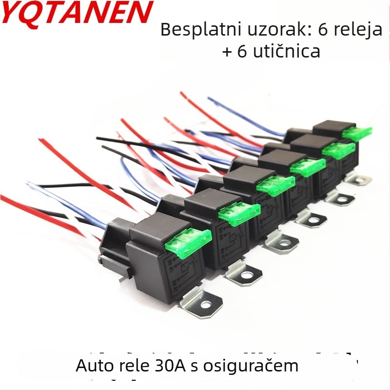 Automobilski relej 30A/12V — set od 6 komada s utičnicama američkog standarda i osiguračima