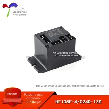 Hongfa HF105F-4/024D-1ZS relej, 24 VDC, 5-pinski konverzijski set, kompaktan, visoke snage
