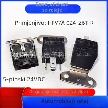 HFV7A 024-Z6T-R relej za automobilnu središnju ploču za upravljanje, 5-pinsko, 24V DC, 40A/10A