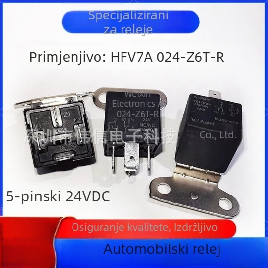 HFV7A 024-Z6T-R relej za automobilnu središnju ploču za upravljanje, 5-pinsko, 24V DC, 40A/10A