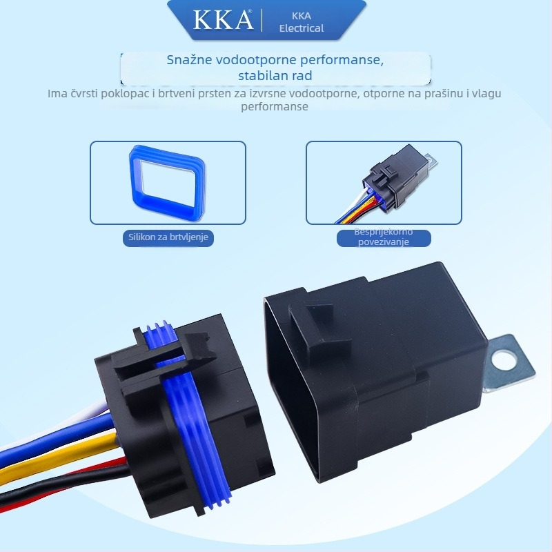 KKA Kuke’an 4-pinni i 5-pinni konektor sa držačem, 12V/24V vodootporno i prašini otporno automobilsko rele 40A
