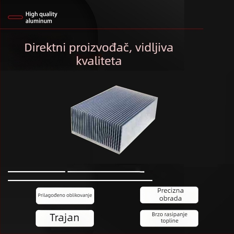 Aluminijski profilni hladnjak, dimenzije: širina 69 mm, visina 36 mm, duljina 100 mm; za hlađenje grafičkih kartica, pretvarača i poluvodičkih releja.