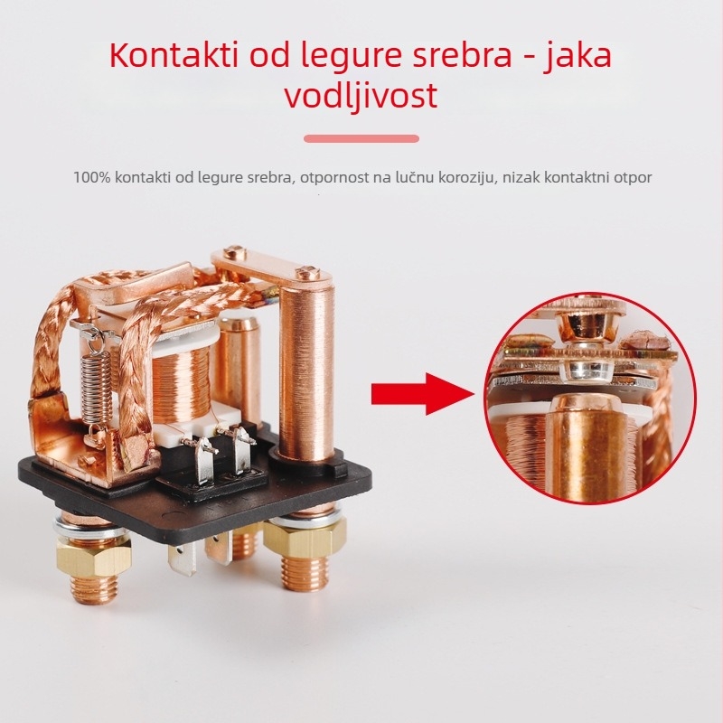 FLS849M automobilno rele za start u nuždi, 250 A visokog toka, 4-pin i 5-pin priključci, 8 velikih bakrenih pinova