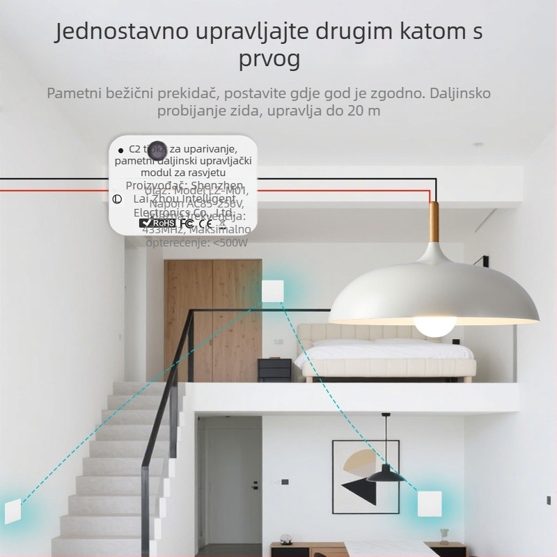 Bežični pametni rele modul s dvostrukim upravljanjem za stropno rasvjetu s daljinskim upravljanjem, 220V