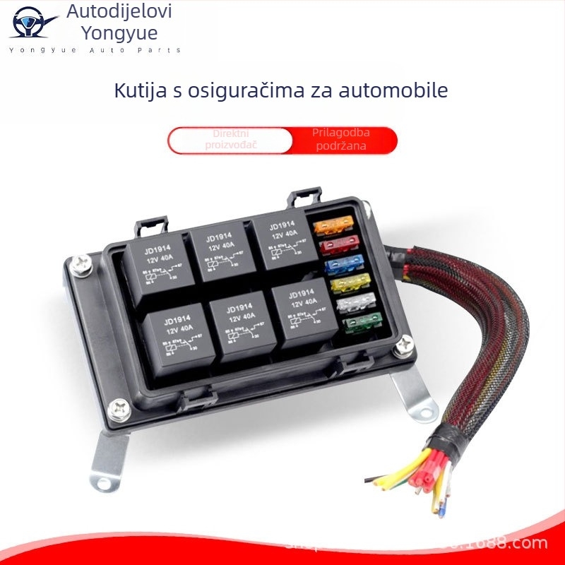 Vodootporna kutija osigurača sa 6 releja i 6 osigurača za automobilske krugove