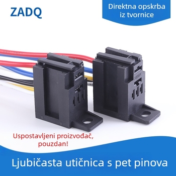 Ljubičasta utičnica releja automobila, 4-pinski/5-pinski, s kabelom duljine 14 cm, za automobil i motocikl