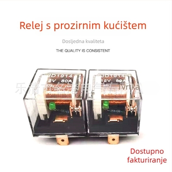 Automobilsko rele s indikatorom, visokim tokom, 12V/24V, 80A, prozirno kućište, 5 pinova