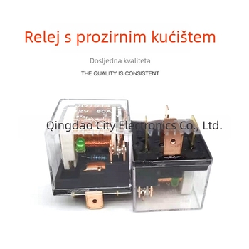 Automobilsko rele s indikatorom, visokim tokom, 12V/24V, 80A, prozirno kućište, 5 pinova