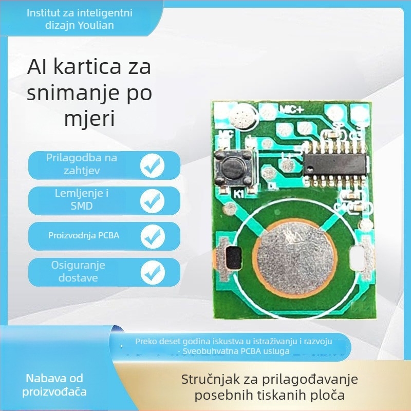 Ultra-tanka AI zapisna olovka PCB – glavna upravljačka pločica PCBA za rješenje sklopova za zapis i razvoj AI modela