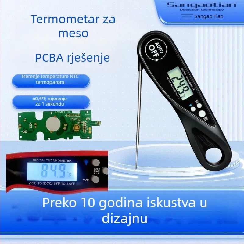 Matična ploča termometra za meso – razvoj i prilagodba, PCB ploča za kontrolu temperature hrane, PCBA rješenje za regulaciju temperature