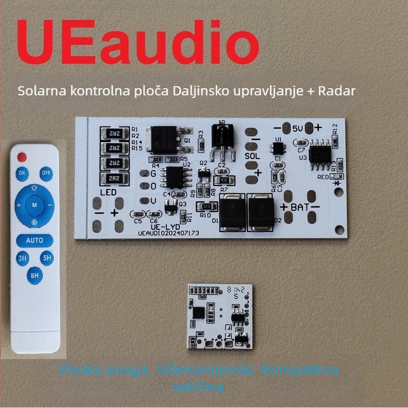 Solarni upravljački modul za ulicu s daljinskim upravljanjem, radar senzor ljudskog tijela, vanjska zidna rasvjeta dvorišta, PCBA pločica za punjenje