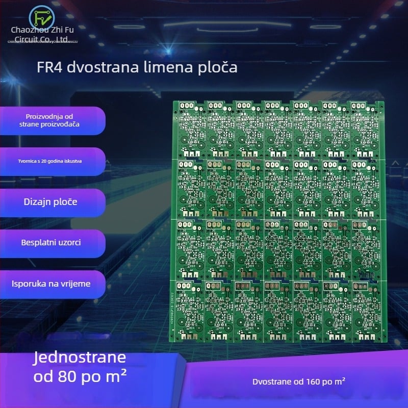 Dvoslojna FR4 PCB pločica s cinkovim premazom, 2 sloja, staklena vlakna