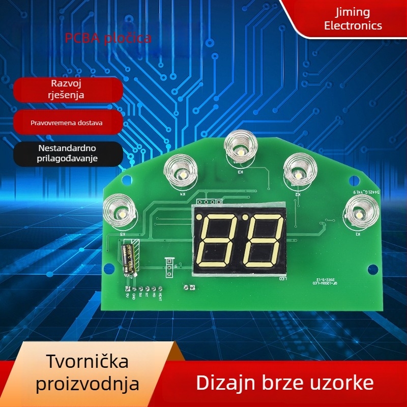 Upravljačka ploča za pametne male kućanske uređaje — razvoj PCB-a, prototipizacija pločice, dizajn sklopova i ploča s tipkama.