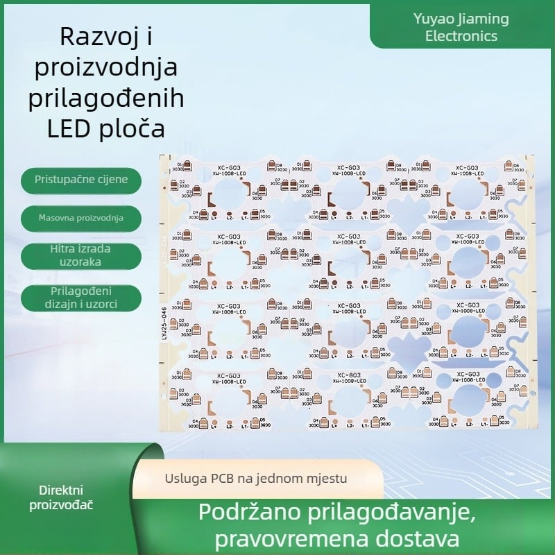 Proizvodnja PCB ploča za svjetlosne ploče i obrada ploča — jednostrane i dvostrane PCB, serijska proizvodnja.