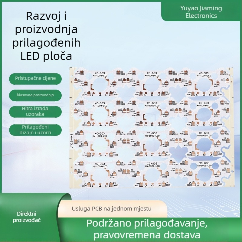 Proizvodnja PCB ploča za svjetlosne ploče i obrada ploča — jednostrane i dvostrane PCB, serijska proizvodnja.