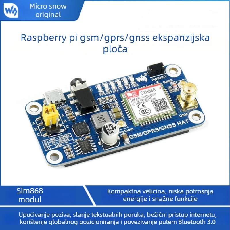 Weixue Raspberry Pi 4B SIM868 razvojna ploča s GSM/GPRS GNSS, telefon, SMS i Bluetooth modul