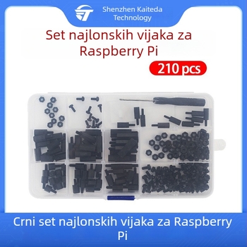 Crni najlonski vijčani set za Raspberry Pi, 210 komada, najlonske potporne stupce s M3 i M2.5, jednostruki i dvostruki prolaz