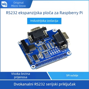 Weixue SP3232+SC16IS752 RS-232 proširenje za Raspberry Pi sa SPI upravljanjem, dvostruka izolacija