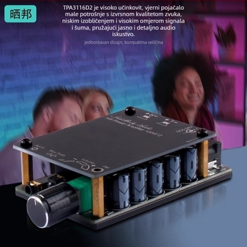 TPA3116D2 Bluetooth pojačalo modul s daljinskim upravljanjem i radijskim prijemnikom, 2-kanalni, 2x100W, audiofilskog visokog kapaciteta snage