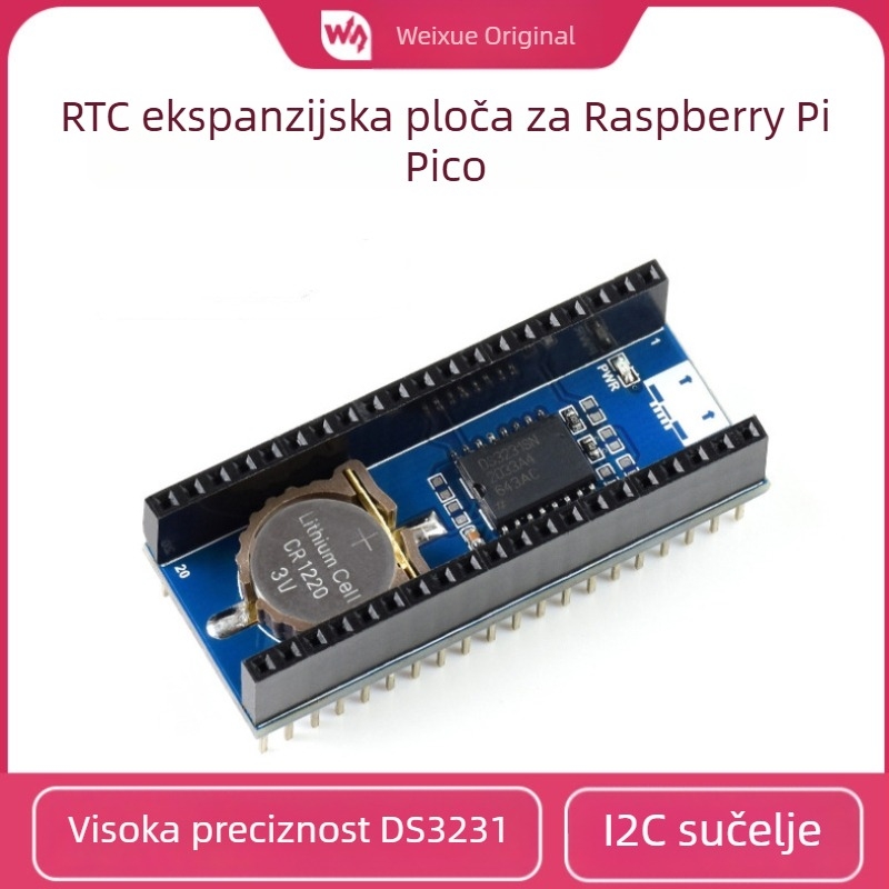 Weixue Proširena RTC ploča za Raspberry Pi Pico s DS3231 visokopreciznim satnim čipom